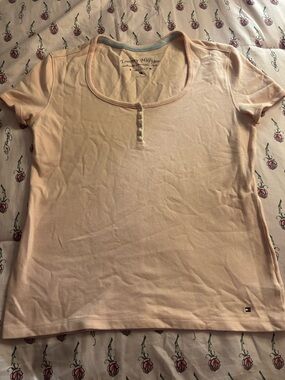 Tommy Hilfiger Pink Short-Sleeve Scoop Henley Top